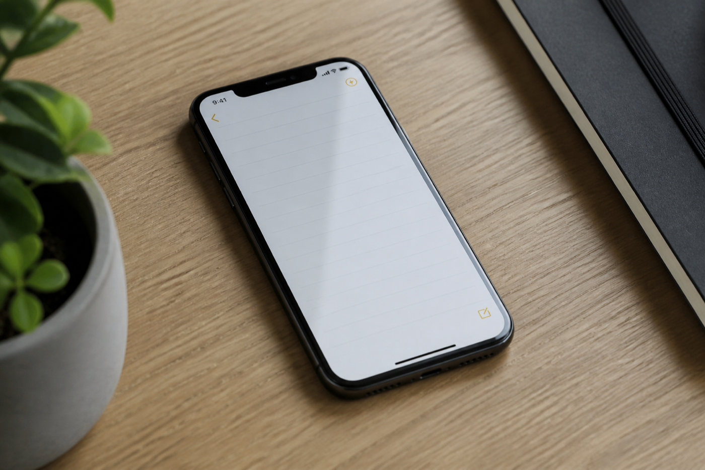 iPhone on a desk with a generic screen