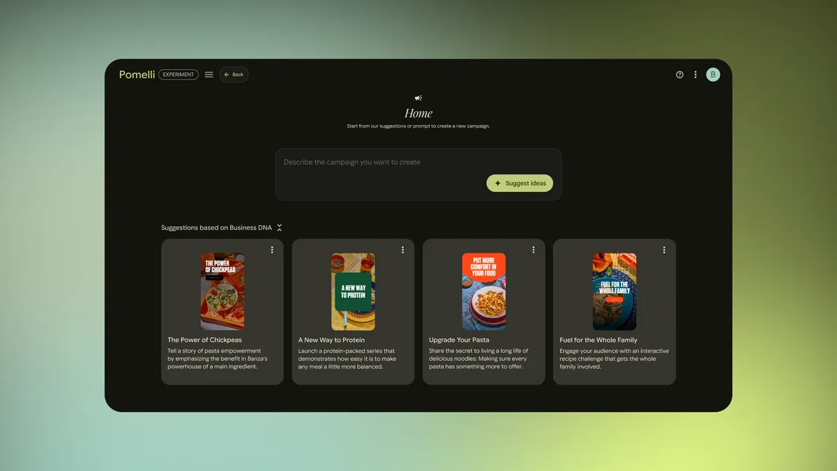 Pomelli product demo from Google Blog — campaign style examples