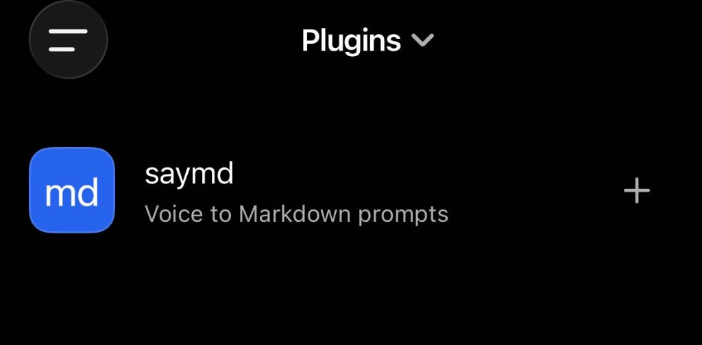 saymd in the ChatGPT Plugins list — Voice to Markdown prompts
