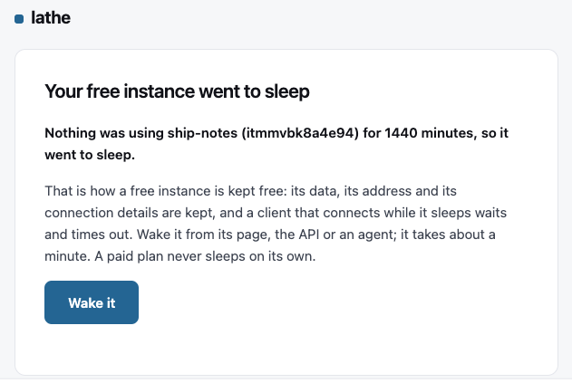 Lathe email when Free went to sleep